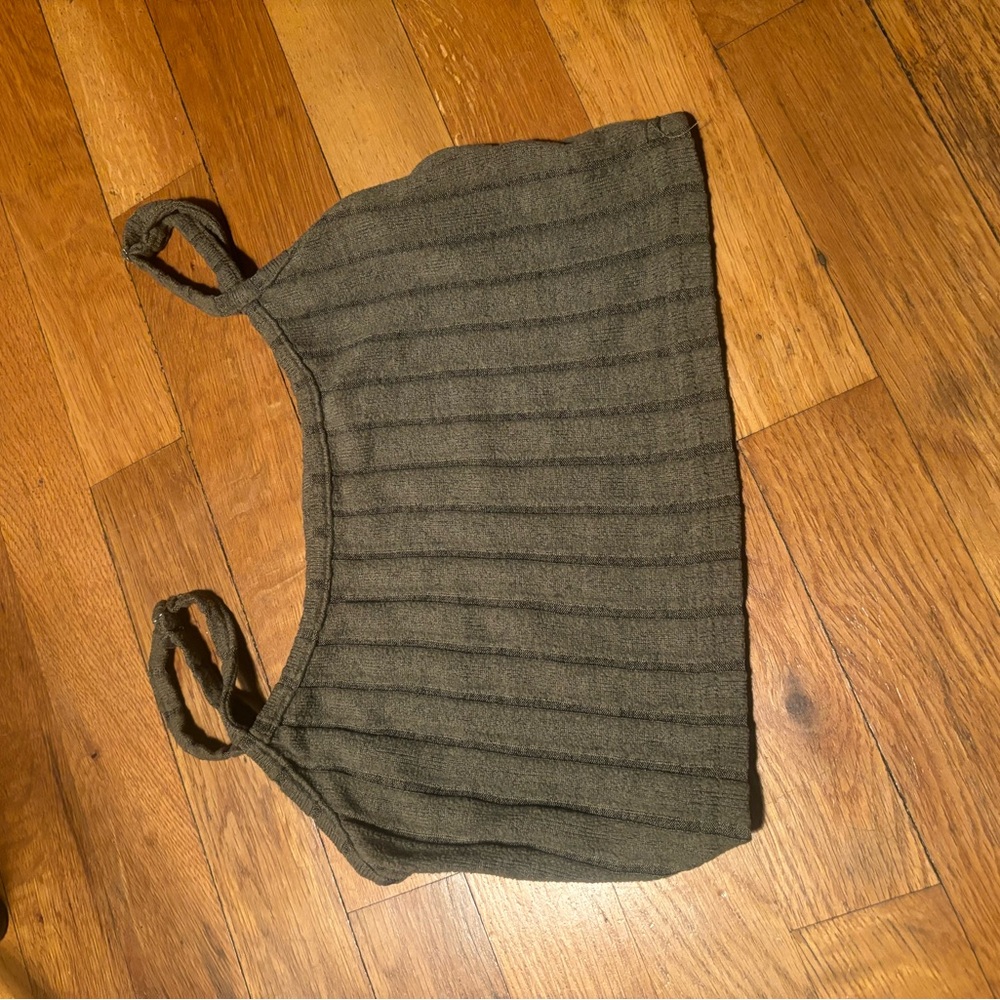 Olive Green Ribbed Women's Top